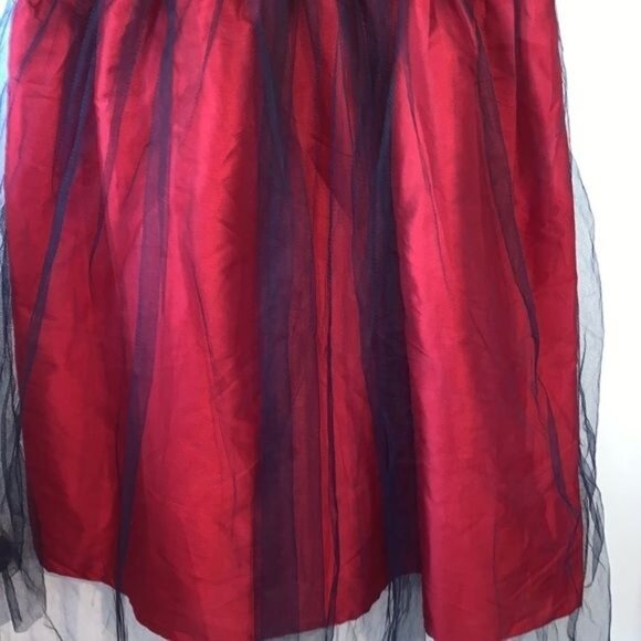 ATUN Girls Red & Navy Embroidered Dress With Tulle Overlay Size 13-14Y - Picture 9 of 9